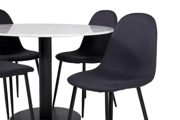 Admira Matgrupp 106 cm Rund inkl 4 Ypas Stolar - Marmor/Vit/Svart - Möbler - Bord & matgrupp - Matgrupp