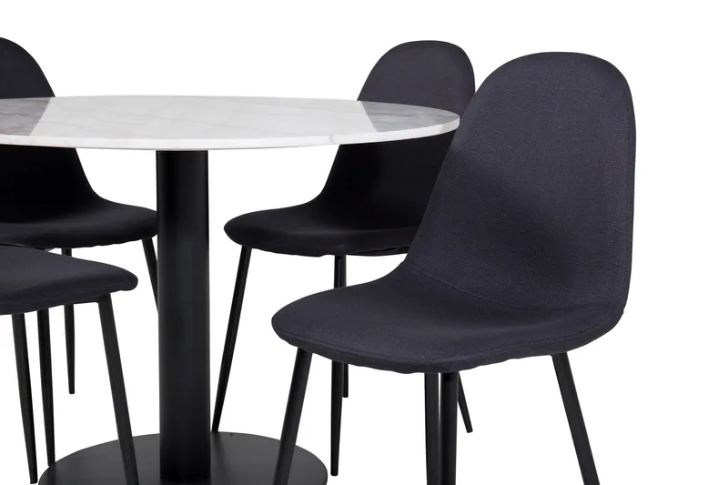 Admira Matgrupp 106 cm Rund inkl 4 Ypas Stolar - Marmor/Vit/Svart - Möbler - Bord & matgrupp - Matgrupp