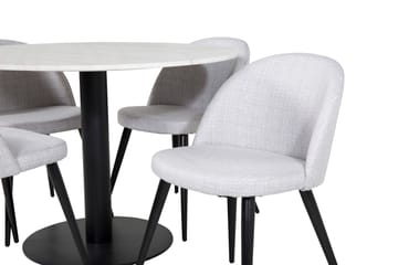 Admira Matgrupp 106 cm Runt Marmor inkl 4 Sedavi Stolar - Vit/Svart/Grå - Möbler - Bord & matgrupp - Matgrupp