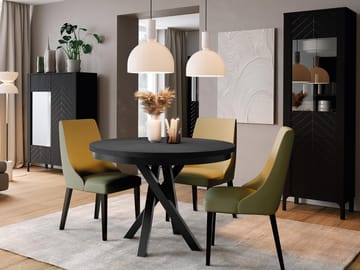 Aggarwal Runt Matbord 100 cm med Mörkt Trä- och Metallutseende - Svart - Möbler - Bord & matgrupp - Matbord & köksbord