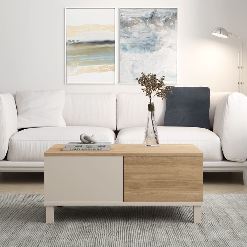 Aldarte Soffbord 90x40x60 cm - Sand och ek - Möbler - Bord & matgrupp - Soffbord