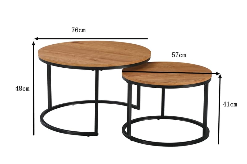 Alex Satsbord 76 cm Runt - Ek/Svart - Möbler - Bord & matgrupp - Soffbord