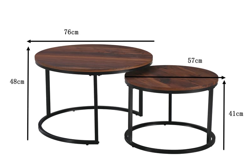 Alex Satsbord 76 cm Runt - Valnöt/Svart - Möbler - Bord & matgrupp - Soffbord