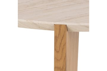 Alkha Runt Soffbord 80 cm i Sten med Träben - Beige - Möbler - Bord & matgrupp - Soffbord