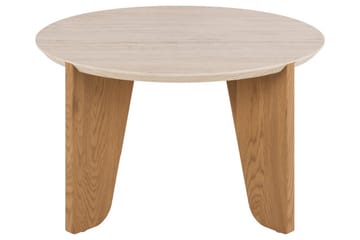 Alkha Runt Soffbord 80 cm i Sten med Träben - Beige - Möbler - Bord & matgrupp - Soffbord