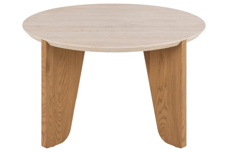 Alkha Runt Soffbord 80 cm i Sten med Träben - Beige - Möbler - Bord & matgrupp - Soffbord