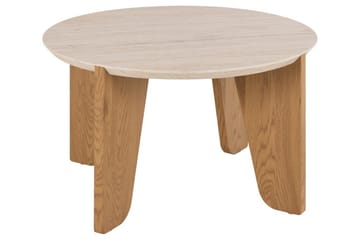 Alkha Runt Soffbord 80 cm i Sten med Träben - Beige - Möbler - Bord & matgrupp - Soffbord