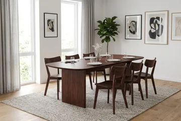 Alma Matgrupp 220 cm rektangulärt i Valnöt med 6 Amelia Matstolar - Valnöt - Möbler - Bord & matgrupp - Matgrupp
