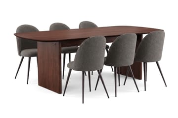 Alma Matgrupp 220 cm rektangulärt med 6 Nibe Plus Mastolar - Valnöt - Möbler - Bord & matgrupp - Matgrupp