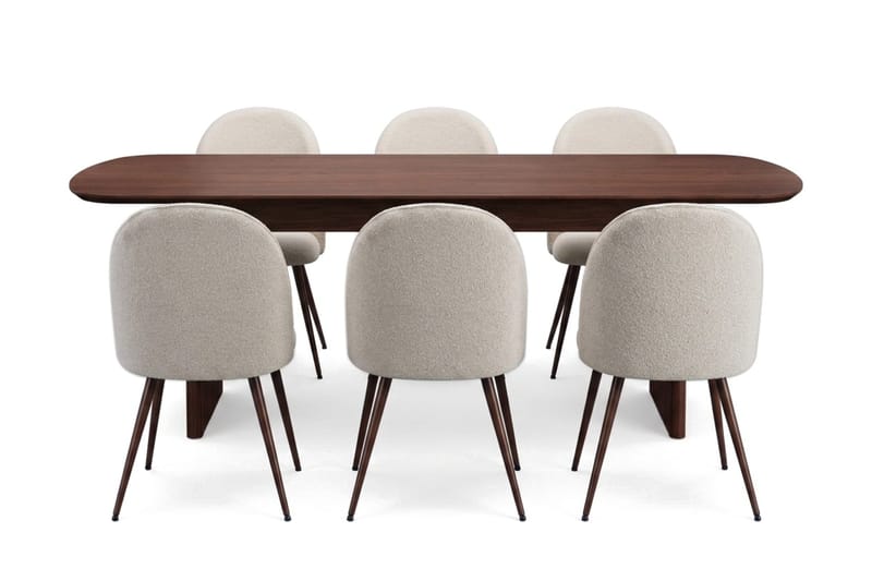 Alma Matgrupp 220 cm rektangulärt med 6 Nibe Plus Mastolar - Valnöt - Möbler - Bord & matgrupp - Matgrupp