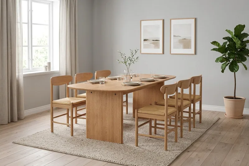 Alma Matgrupp rektangulärt 180 cm Ek med 6 Malte Matstolar - Ek - Möbler - Bord & matgrupp - Matgrupp