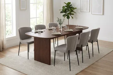 Alma Matgrupp rektangulärt 180 cm Valnöt med 6 Elsie Matstolar - Valnöt - Möbler - Bord & matgrupp - Matgrupp