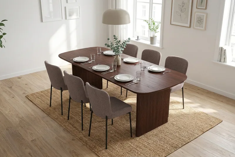 Alma Matgrupp rektangulärt 180 cm Valnöt med 6 Elsie Matstolar - Valnöt - Möbler - Bord & matgrupp - Matgrupp