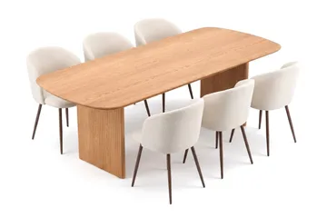 Alma Matgrupp rektangulärt 220 cm Ek med 6 Greya Matstolar - Ek - Möbler - Bord & matgrupp - Matgrupp
