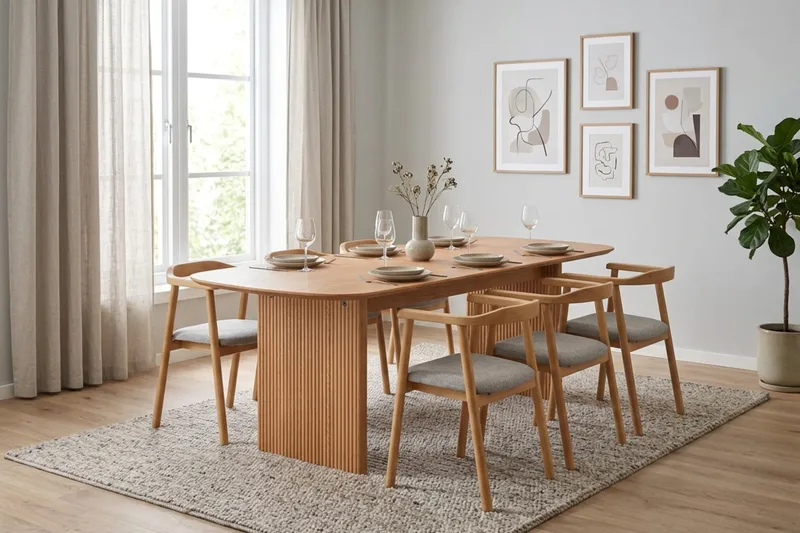 Alma Matgrupp rektangulärt 220 cm Ek med 6 Jolie Matstolar - Möbler - Bord & matgrupp - Matgrupp