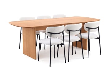 Alma Matgrupp rektangulärt 220 cm Ek med 6 Lucy Matstolar - Ek - Möbler - Bord & matgrupp - Matgrupp