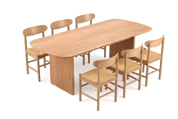 Alma Matgrupp rektangulärt 220 cm Ek med 6 Malte Matstolar - Möbler - Bord & matgrupp - Matgrupp