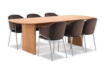 Alma Matgrupp rektangulärt 220 cm med 6 Filip Matstolar - Ek - Möbler - Bord & matgrupp - Matgrupp