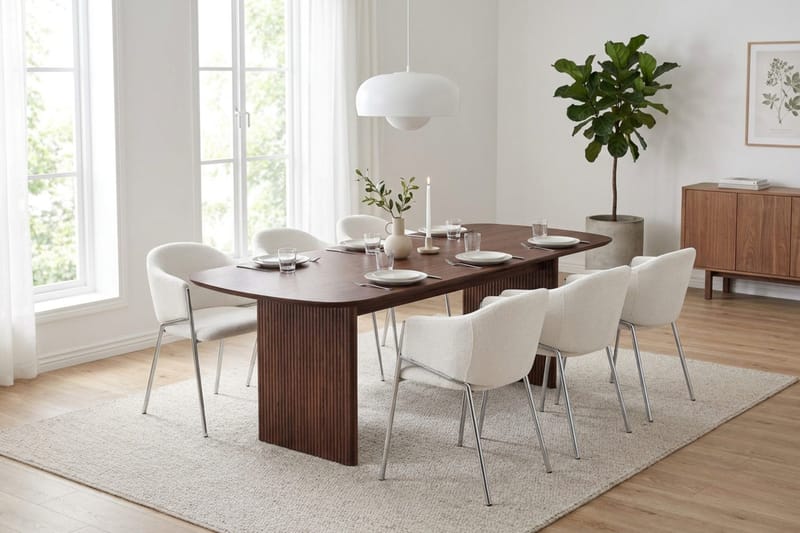 Alma Matgrupp rektangulärt 220 cm med 6 Filip Matstolar - Valnöt - Möbler - Bord & matgrupp - Matgrupp