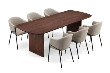 Alma Matgrupp rektangulärt 220 cm med 6 Filip Matstolar - Valnöt - Möbler - Bord & matgrupp - Matgrupp