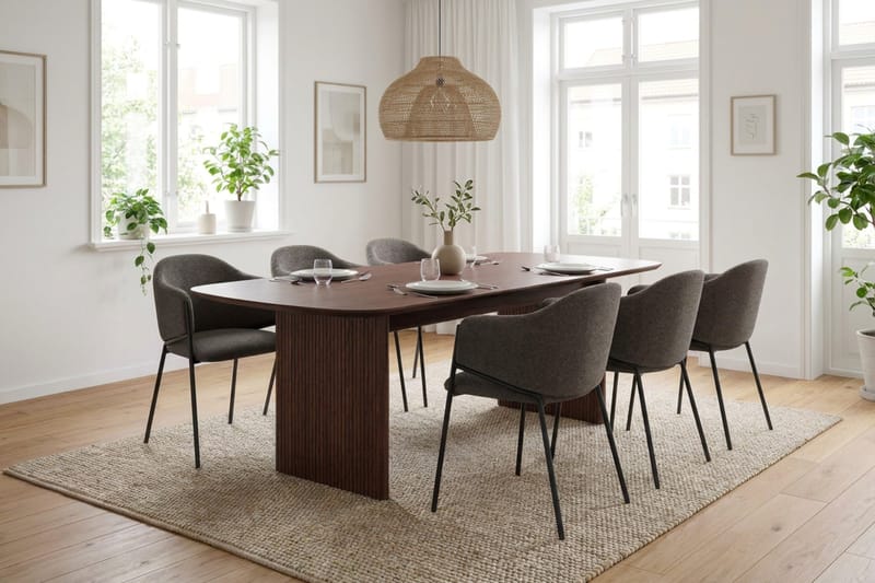 Alma Matgrupp rektangulärt 220 cm med 6 Filip Matstolar - Valnöt - Möbler - Bord & matgrupp - Matgrupp