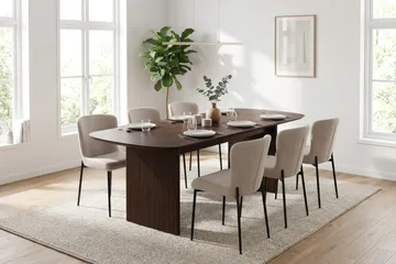 Alma Matgrupp rektangulärt 220 cm Rökt Ek med 6 Elsie Matstolar - Rökt ek - Möbler - Bord & matgrupp - Matgrupp