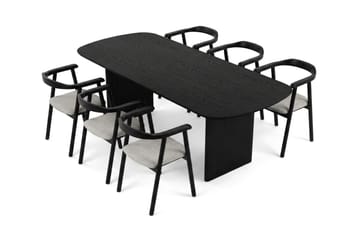 Alma Matgrupp rektangulärt 220 cm Svart med 6 Jolie Matstolar - Möbler - Bord & matgrupp - Matgrupp