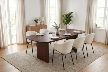 Alma Matgrupp rektangulärt 220 cm Valnöt med 6 Filip Matstolar - Valnöt - Möbler - Bord & matgrupp - Matgrupp