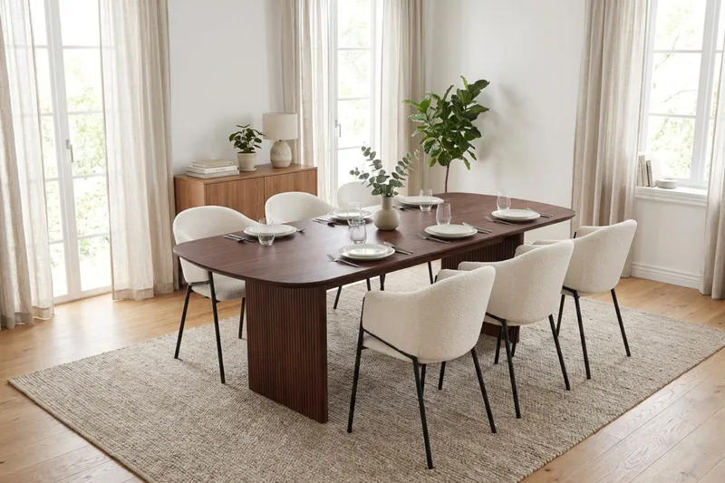 Alma Matgrupp rektangulärt 220 cm Valnöt med 6 Filip Matstolar - Valnöt - Möbler - Bord & matgrupp - Matgrupp