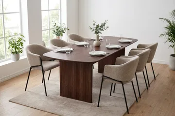Alma Matgrupp rektangulärt 220 cm Valnöt med 6 Filip Matstolar - Valnöt - Möbler - Bord & matgrupp - Matgrupp