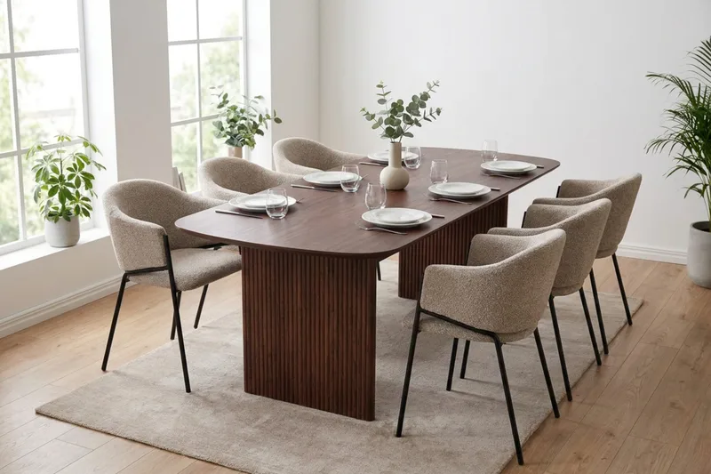 Alma Matgrupp rektangulärt 220 cm Valnöt med 6 Filip Matstolar - Valnöt - Möbler - Bord & matgrupp - Matgrupp