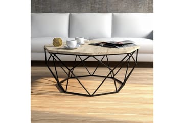 Almasi Ovalt Soffbord 90 cm i Sten med Metallunderrede - Beige - Möbler - Bord & matgrupp - Soffbord