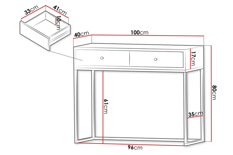Altenau Sminkbord 100x40 cm - Vit - Möbler - Bord & matgrupp - Sminkbord & toalettbord