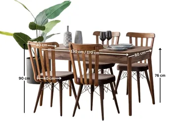 Alvryn Matgrupp Bord 130 cm + 4 Stolar - Brun - Möbler - Bord & matgrupp - Matgrupp