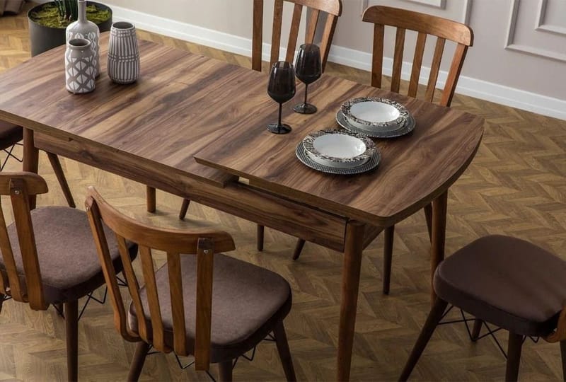 Alvryn Matgrupp Förlängningsbar 130-170 cm med 6 Stolar - Möbler - Bord & matgrupp - Matgrupp