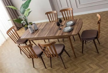Alvryn Matgrupp Förlängningsbar 130-170 cm med 6 Stolar - Möbler - Bord & matgrupp - Matgrupp