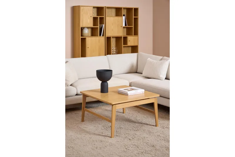 Amasi 80 cm Kvadratiskt Soffbord med Svävande Bordsskiva i Ek - Brun - Möbler - Bord & matgrupp - Soffbord