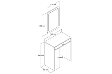 Ameias Sminkbord 70 cm - Valnöt/Vit/Marmor - Möbler - Bord & matgrupp - Sminkbord & toalettbord