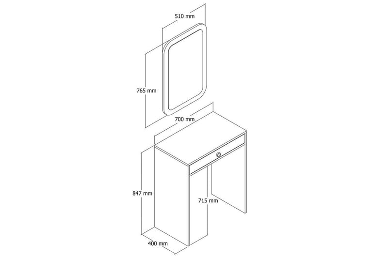 Ameias Sminkbord 70 cm - Valnöt/Vit/Marmor - Möbler - Bord & matgrupp - Sminkbord & toalettbord