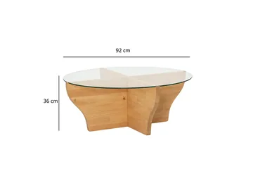 Amphora 92 cm Runt Soffbord i Glas med Träunderrede - Transparent - Möbler - Bord & matgrupp - Soffbord