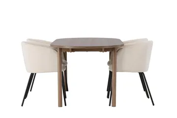 Andy Matbord 180x90 cm Brun med 4 Berit Karmstol Sammet med Armstöd - Möbler - Bord & matgrupp - Matgrupp