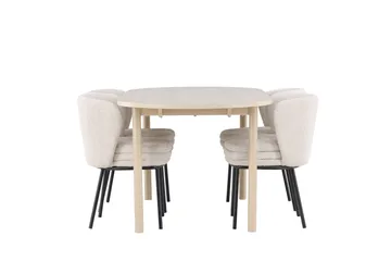 Andy Matgrupp 180 cm Oval med 4 Agnes stolar - Whitewash/Vit - Möbler - Bord & matgrupp - Matgrupp