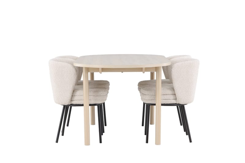 Andy Matgrupp 180 cm Oval med 4 Agnes stolar - Whitewash/Vit - Möbler - Bord & matgrupp - Matgrupp