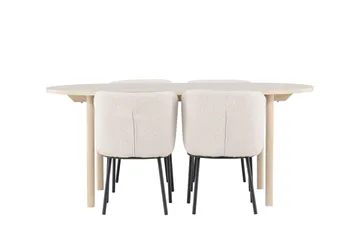 Andy Matgrupp 180 cm Oval med 4 Agnes stolar - Whitewash/Vit - Möbler - Bord & matgrupp - Matgrupp