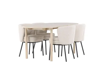 Andy Matgrupp 180 cm Oval med 4 Agnes stolar - Whitewash/Vit - Möbler - Bord & matgrupp - Matgrupp