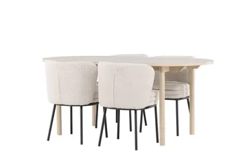 Andy Matgrupp 180 cm Oval med 4 Agnes stolar - Whitewash/Vit - Möbler - Bord & matgrupp - Matgrupp