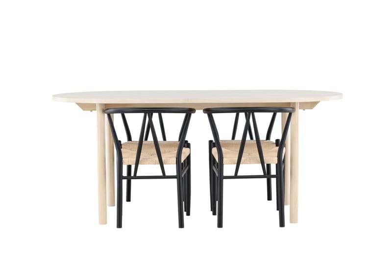 Andy Matgrupp 180 cm Oval med 4 Alfons stolar - Whitewash/Svart - Möbler - Bord & matgrupp - Matgrupp