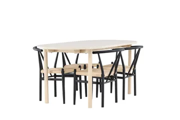 Andy Matgrupp 180 cm Oval med 4 Alfons stolar - Whitewash/Svart - Möbler - Bord & matgrupp - Matgrupp