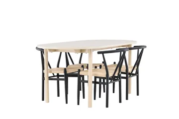 Andy Matgrupp 180 cm Oval med 4 Alfons stolar - Whitewash/Svart - Möbler - Bord & matgrupp - Matgrupp