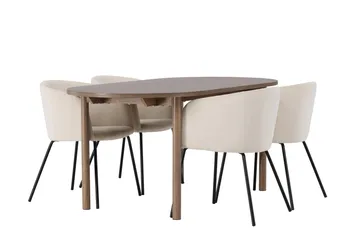 Andy Matgrupp 180 cm Oval med 4 Berit stolar - Beige - Möbler - Bord & matgrupp - Matgrupp